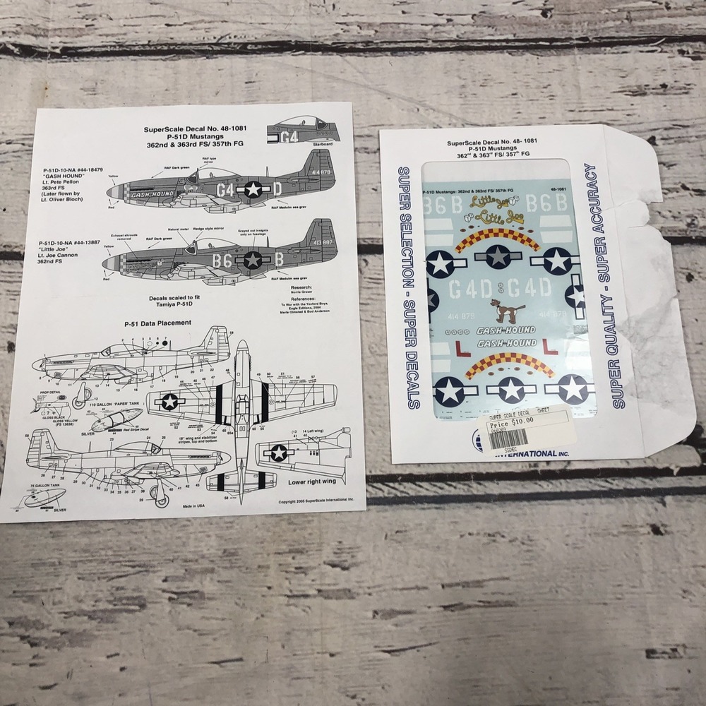 SUPER SCALE 1/48 48-1081 P-51 D MUSTANGS 362,363 FS/357 FG